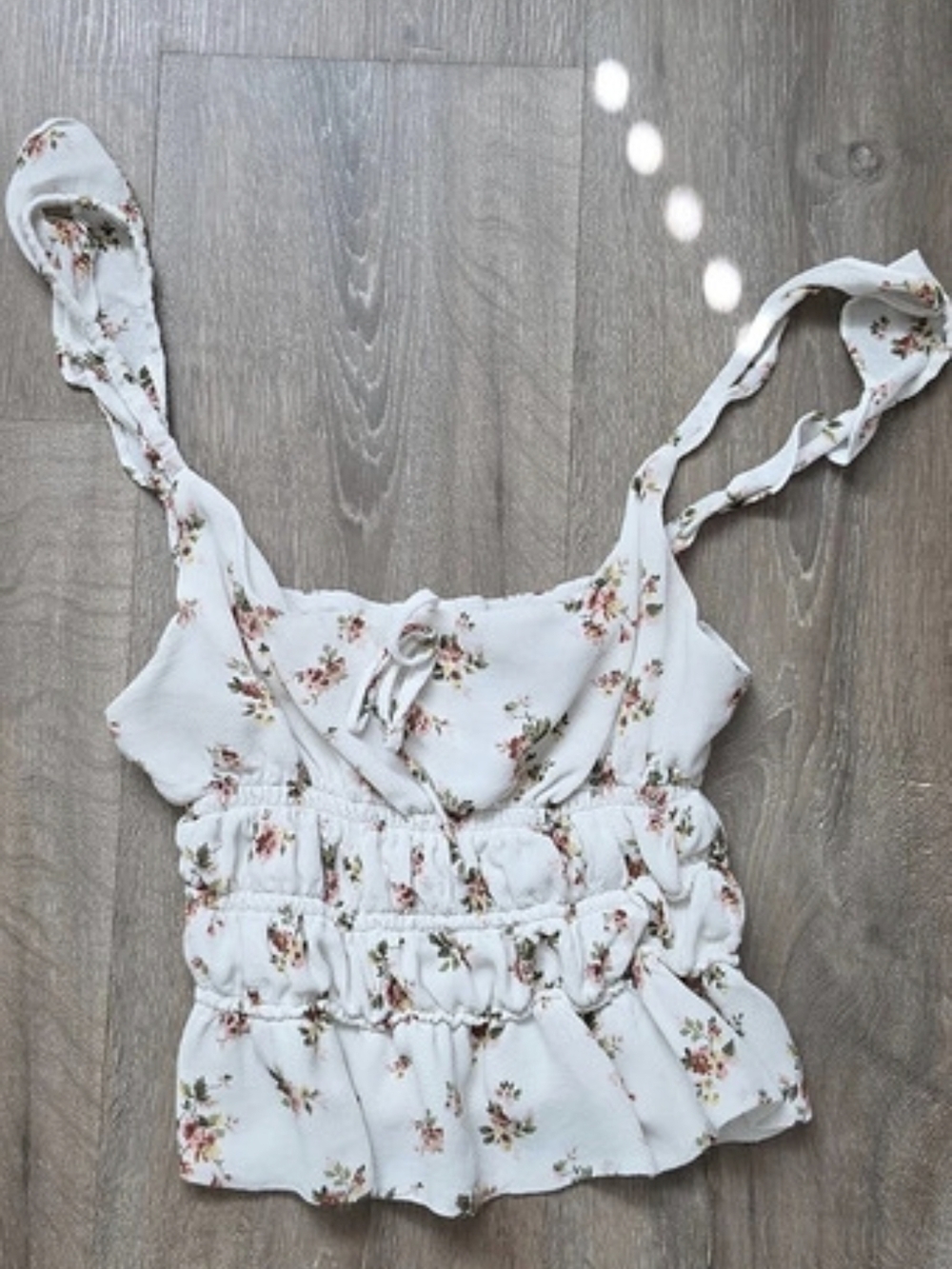Reformation Floral Ruffle Camisole in White & Pink Like New